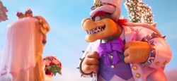 Peach and Bowser in their wedding outfits from this game