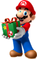 Mario holding a Christmas present
