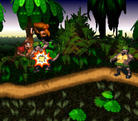 Donkey Kong defeats a Klump in Jungle Hijinxs
