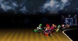 Mario, Luigi, Peach, Yoshi, Toad and Wario racing on Boo Lake
