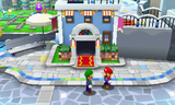 Mario and Luigi outside Pi'illoper's house in Wakeport.
