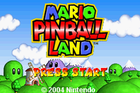 The title screen for Mario Pinball Land.