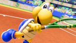 Screenshot of Koopa Troopa's blue alternate color scheme, from the 3.1.0 update of Mario Tennis Aces.