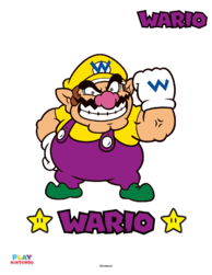 Fully-colored picture of Wario from a Paint-by-number activity