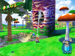 A Blue Coin in Pianta Village in the game Super Mario Sunshine.