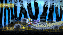 Mario getting a Coin from a bush in The Great Tree of Paper Mario: The Thousand-Year Door for Nintendo Switch.