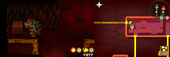 Last block in Tunnel of Mario & Luigi: Bowser's Inside Story + Bowser Jr.'s Journey.