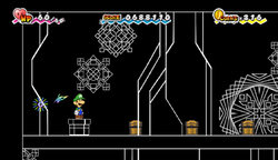 First three treasure chests in Castle Bleck Foyer of Super Paper Mario.