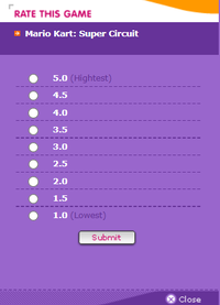 The Mario Kart: Super Circuit game ratings page, sourced from the official Game Boy Advance website.