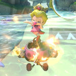 Baby Peach performing a trick. Mario Kart 8.