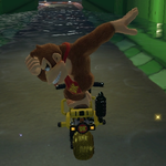 Donkey Kong performing a trick. Mario Kart 8.