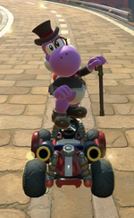 Yoshi (Aristocrat) performing a trick.