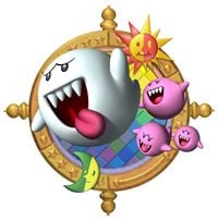Mario Party 6 promotional artwork: Boo along with three Red Boos, version 2