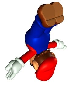 Artwork of Mario performing a Backward Somersault from Super Mario 64.