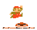 An 8-bit Goomba getting stomped on