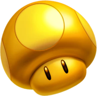 Artwork of the Golden Mushroom from Super Nintendo World
