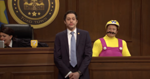 Wario on trial during the May 8, 2021 episode of Saturday Night Live