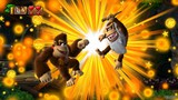 Donkey Kong and Cranky Kong using the Kong-Pow move.