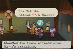 Obtaining the Attack FX D badge in Toad Town