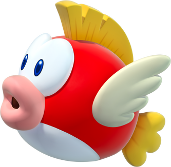Artwork of a Cheep Cheep from New Super Mario Bros. U (later reused for Super Mario Party and Super Mario Bros. Wonder)