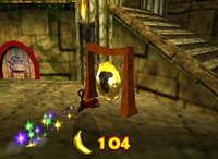 A setup for a Golden Banana for Tiny Kong on DK Isles.