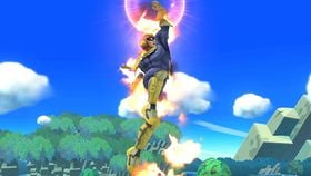 Captain Falcon uses Falcon Dive in Super Smash Bros. for Wii U.