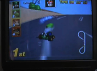 Shot of Mario Kart 64 footage in the film, Hurlyburly.