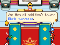 Toadbert mentioning Blorb Mushrooms at the Peach's Castle meeting.