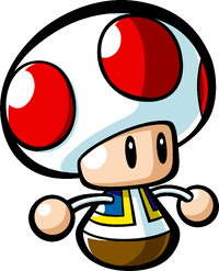 A Mini Toad as it has appeared since Mario vs. Donkey Kong: Mini-Land Mayhem.