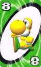 The Green Eight card from the Nintendo UNO deck (featuring a Yellow Yoshi)