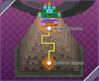 Map of the Origami Castle area in Paper Mario: The Origami King.