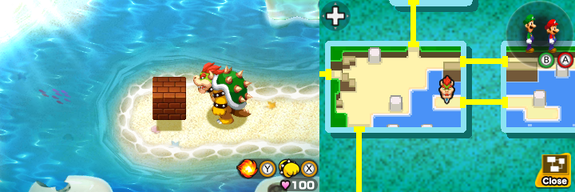 Seventh block in Plack Beach of Mario & Luigi: Bowser's Inside Story + Bowser Jr.'s Journey.