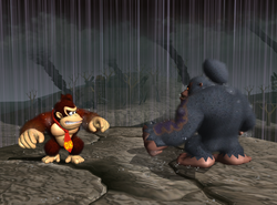 Fighting Ninja Kong in Donkey Kong Jungle Beat