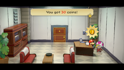 Mario getting 30 Coins from Jolene in Glitz Pit of Paper Mario: The Thousand-Year Door for Nintendo Switch.