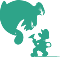 Green silhouettes of Luigi and King Boo