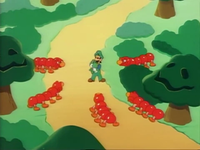 Luigi and Yoshi surrounded by Wigglers.