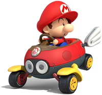 Artwork of Baby Mario, from Mario Kart 8.