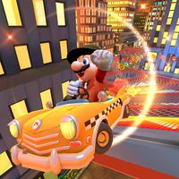 Mario (Musician) driving the Yellow Taxi in Mario Kart Tour