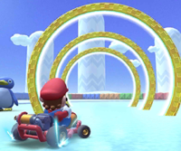 Thumbnail of the Ice Mario Cup challenge from the Space Tour; a Ring Race challenge set on RMX Vanilla Lake 1 (reused as the Monty Mole Cup's bonus challenge in the Piranha Plant Tour)