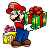Mario holding a present
