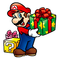 Mario holding a present
