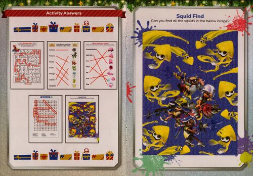 Spread of the seventeenth and eighteenth pages in the Nintendo Holiday Activity & Gift Guide
