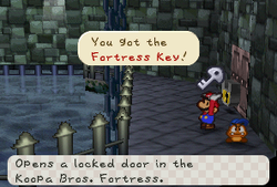 Mario getting the first Fortress Key in Paper Mario