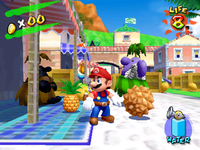 A pre-release screenshot of Super Mario Sunshine. Note the Crates.