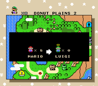 The life transfer prompt in Super Mario World