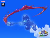 Wallpaper of Shadow Mario swinging his Magic Paintbrush from Super Mario Sunshine