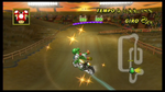 Yoshi, on a Mach Bike, performing a "simple right" trick.