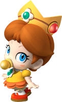 Artwork of Baby Daisy for Mario Kart Wii (also used in Mario Super Sluggers and Mario Kart Tour)