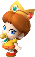Artwork of Baby Daisy for Mario Kart Wii (also used in Mario Super Sluggers and Mario Kart Tour)