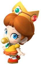 Artwork of Baby Daisy for Mario Kart Wii (also used in Mario Super Sluggers and Mario Kart Tour)